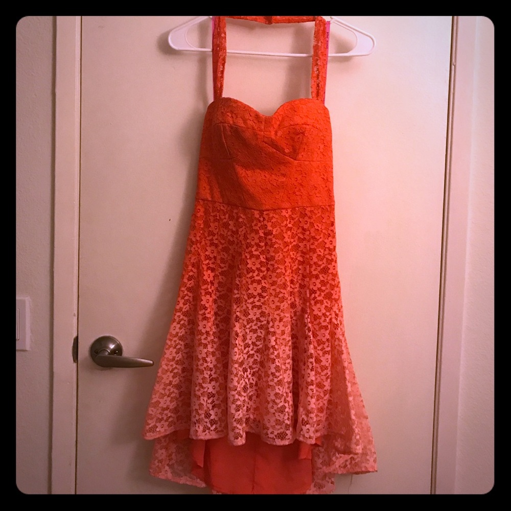 Betsey Johnson Coral reverse ombré floral dress