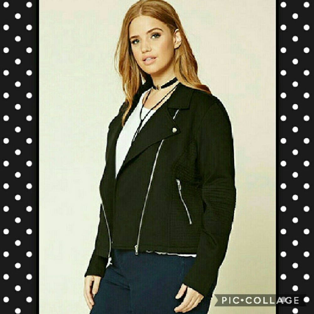 Forever 21 BLACK Plus Size Moto Jacket