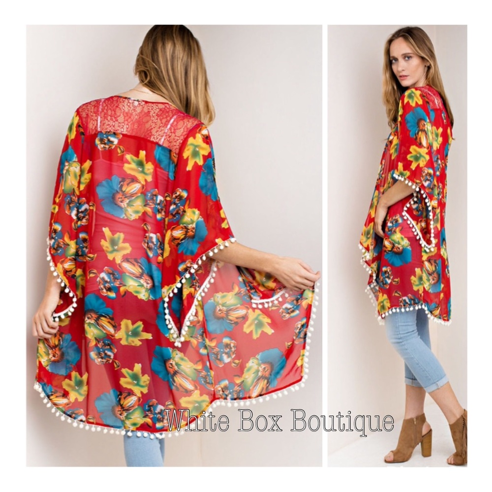 ❗️LAST Floral Pom Trim Kimono - Picture 6 of 7