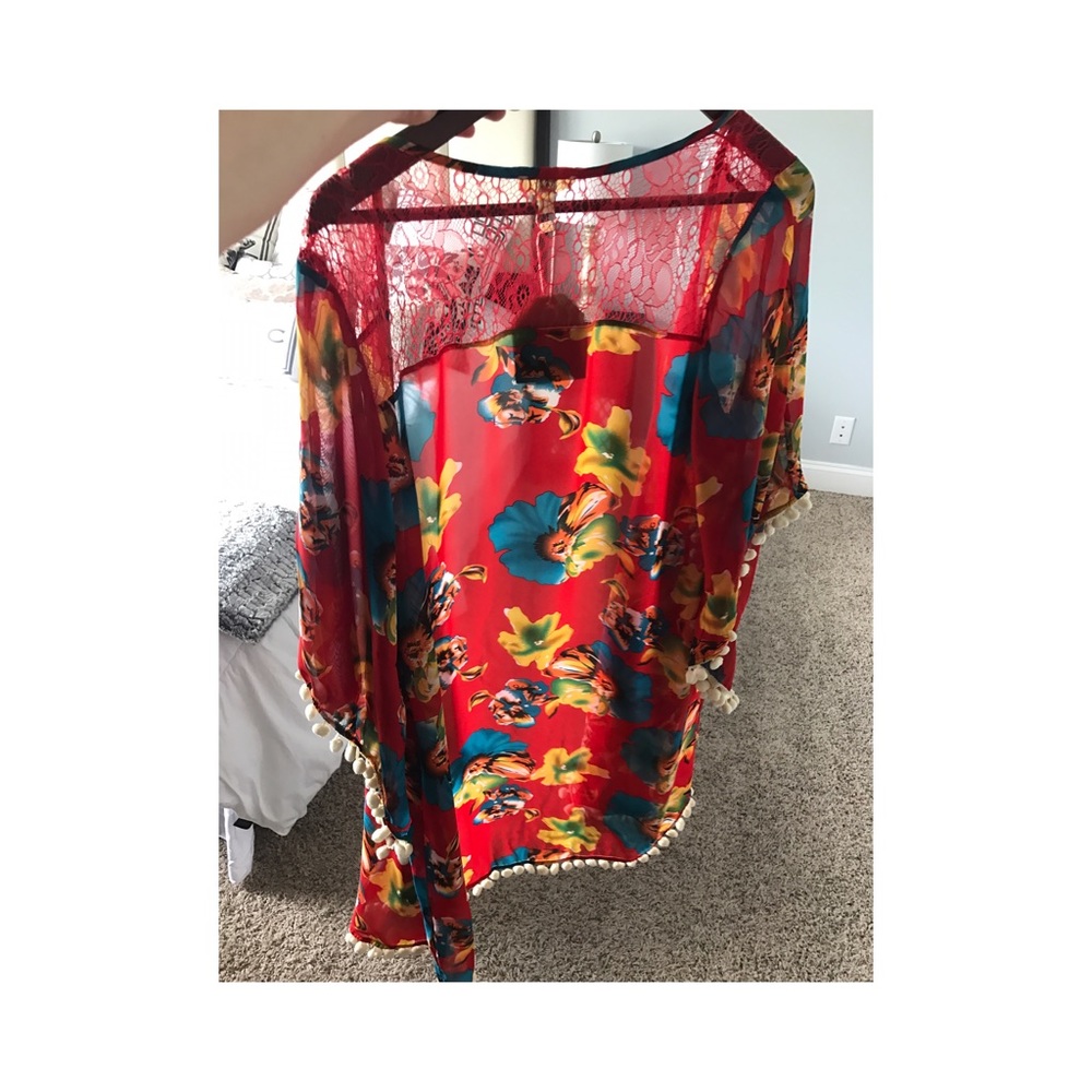 ❗️LAST Floral Pom Trim Kimono - Picture 4 of 7