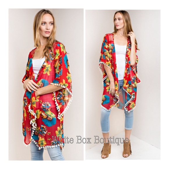 ❗️LAST Floral Pom Trim Kimono - Picture 7 of 7