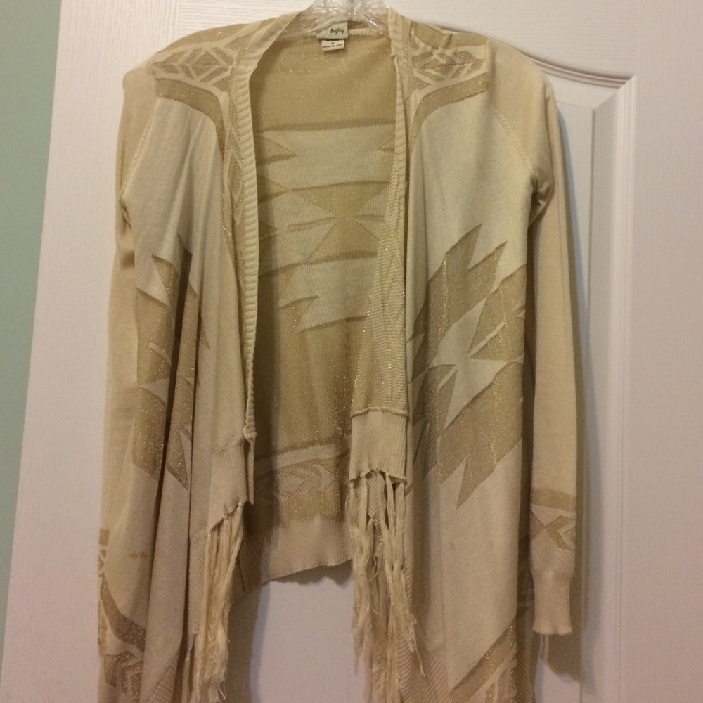 Gold shimmer Buckle Aztec cardigan