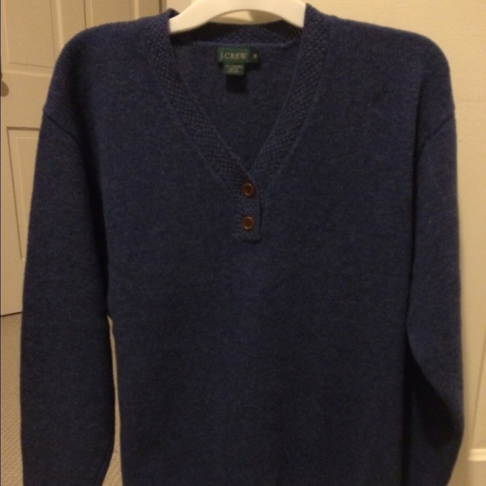 J. Crew Blue 100% Lambswool Sweater, m