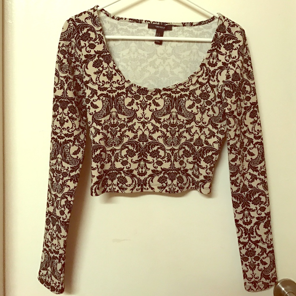 Brand new cream and black floral crop top