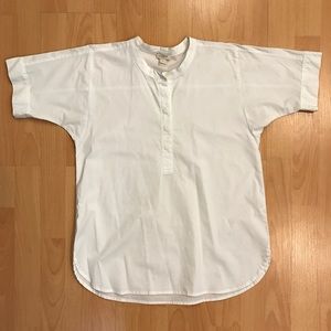 J.Crew: White Half-Buttoned Shirt