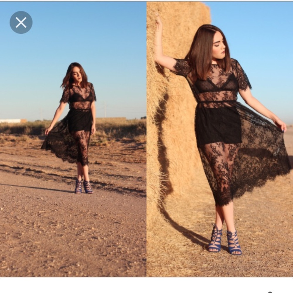 Forever 21 lace flower sheer dress nwt