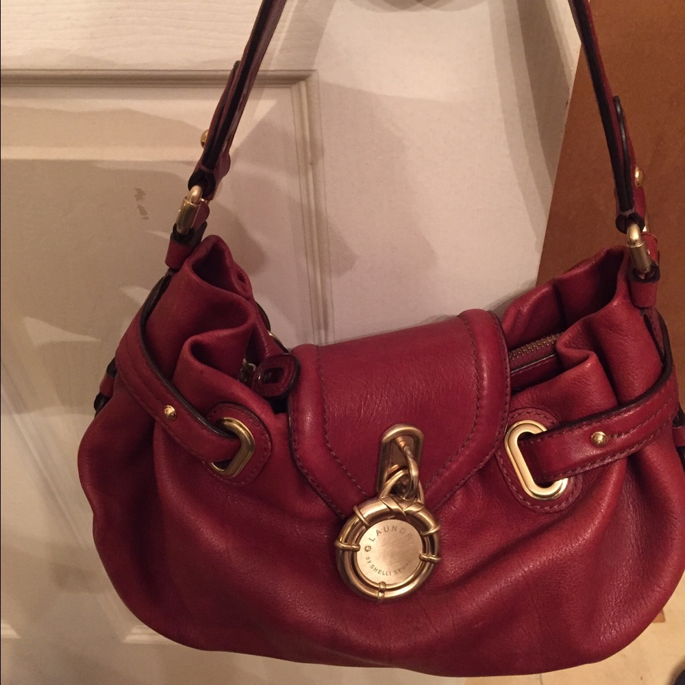 Laundry by Shelli Segal Cranberry Red Leather Bag