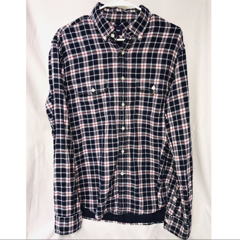 GAP Navy Plaid Buttondown