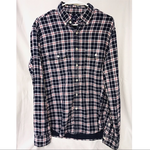 GAP Navy Plaid Buttondown - Picture 1 of 5