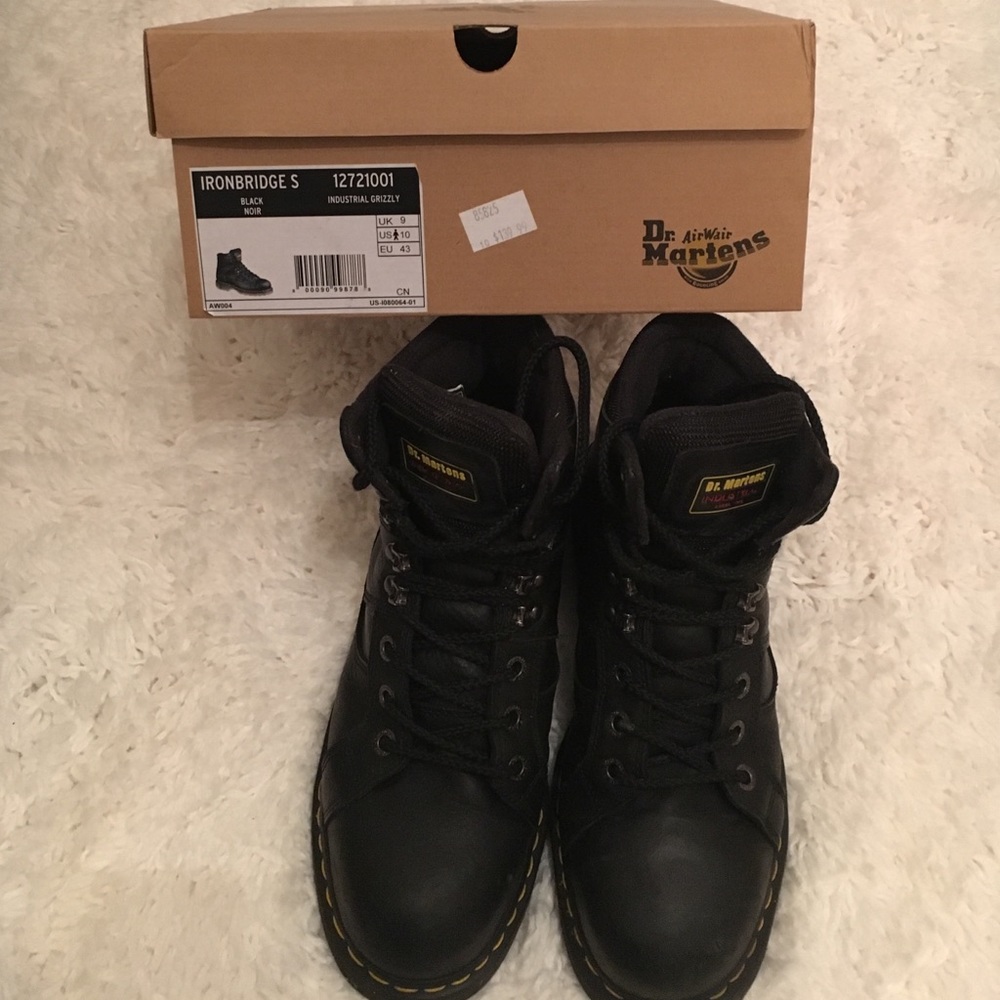 Dr. Martens Men's Black Work Boots. Size: 10