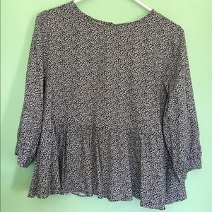 Floral black and white top