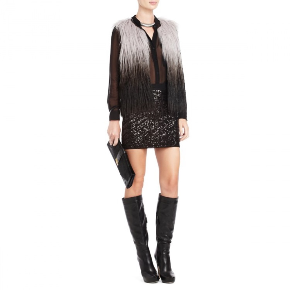 BCBGMaxAzria Bonni Ombré Faux Fur Vest