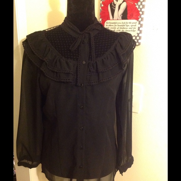Charlotte Russe Tops - Black ruffle Charlotte Russe blouse