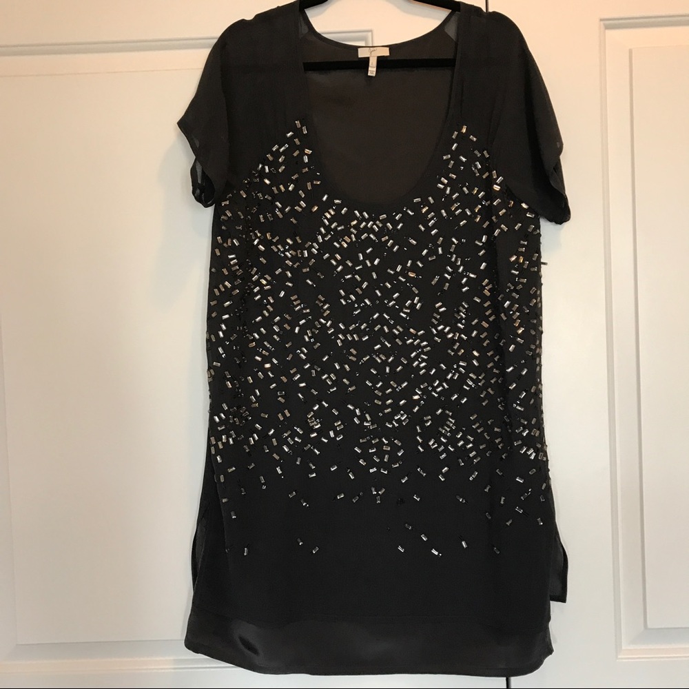 Joie Black Beaded Shift Dress