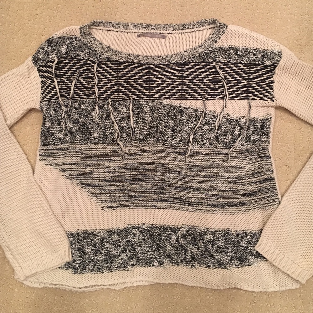 JUST LISTED! Tan and Black Tassel Sweater