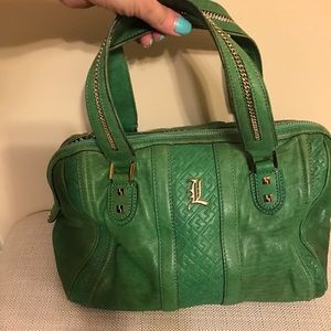 L.A.M.B by Gwen Stefani green leather satchel