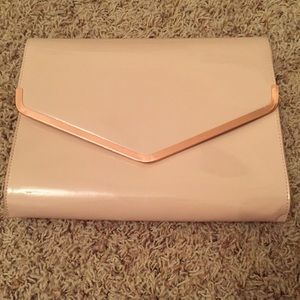 Blush Patent Leather&Rose Gold Envelope Purse