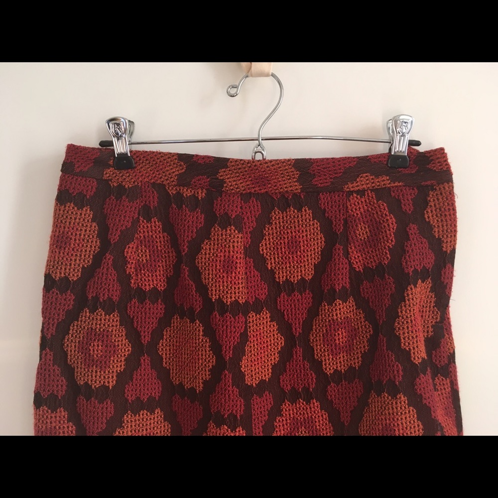 Anthropologie Red Pattern Skirt