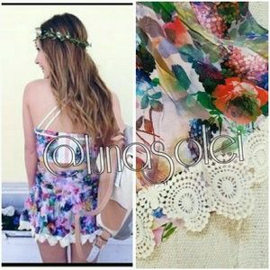 3/$30 LF Pink Rainbow Crochet Hem Skirted Shorts