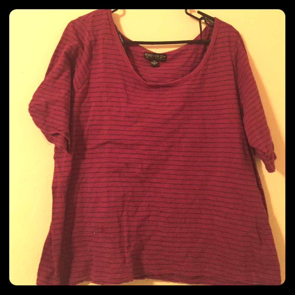 Striped Burgundy Half sleeves Top