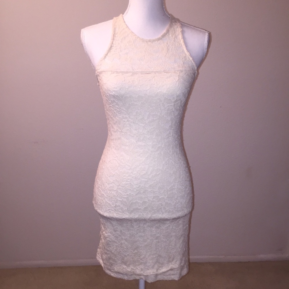 Hollister White Lace Fitted Dress