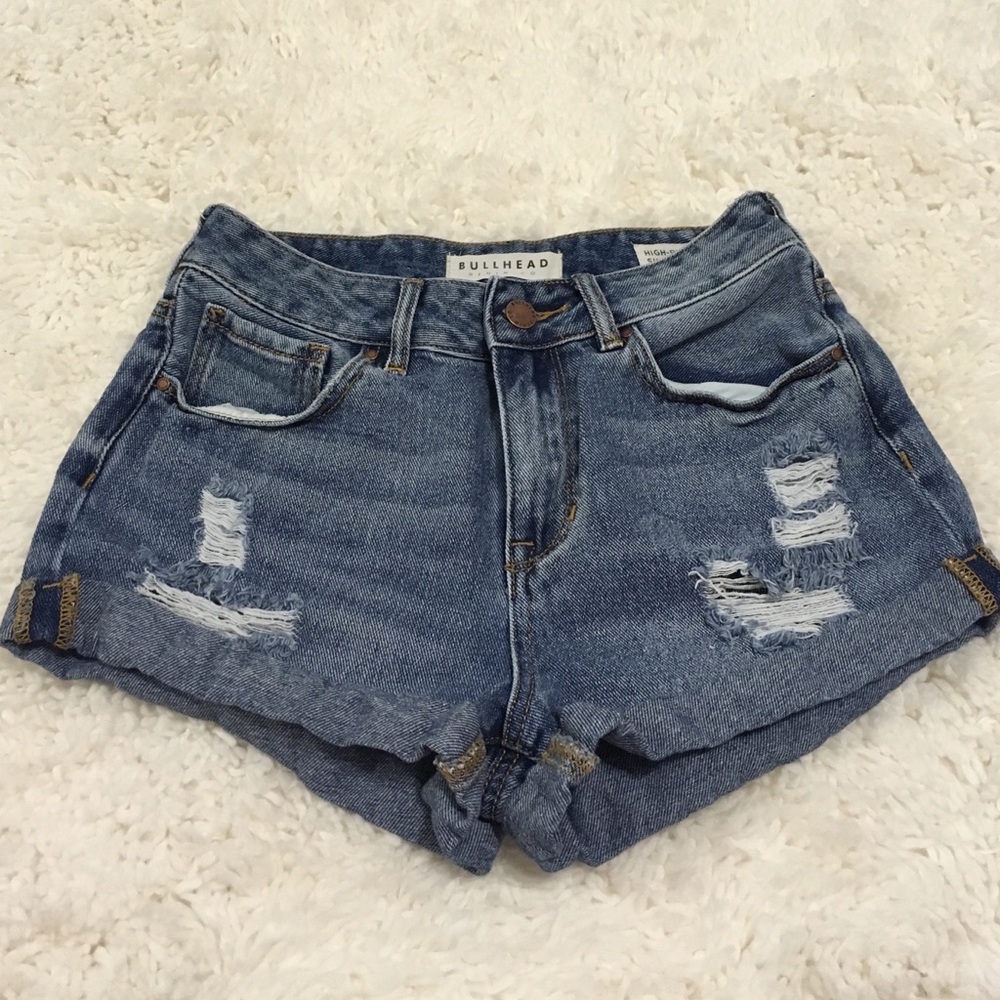 High rise denim shorts