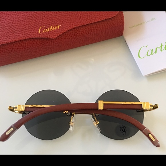 Cartier Rimless Black Round Sunglasses