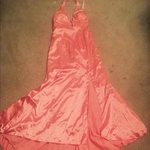 Peach satin Evening gown