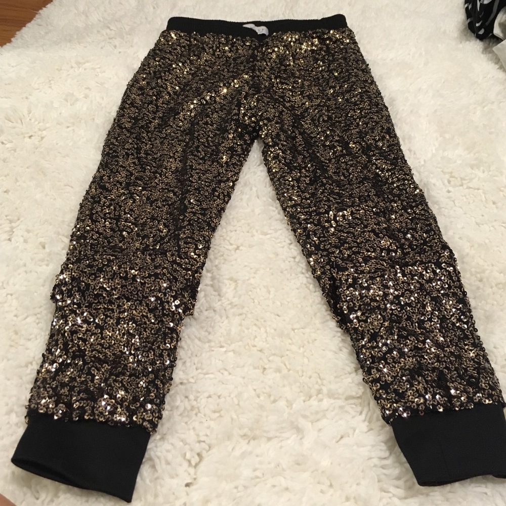 Gold sequin pants with cuffs