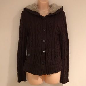 GAP Cable Knit Faux Fur Hoodie