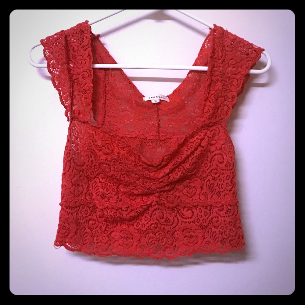 Coral floral crop top