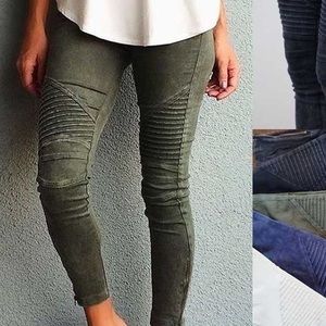 Olive green straight leg pants