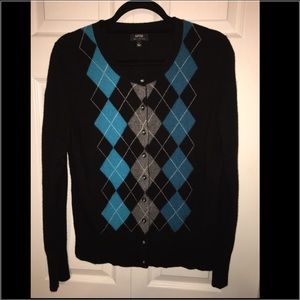 Cashmere Argyle cardigan sweater