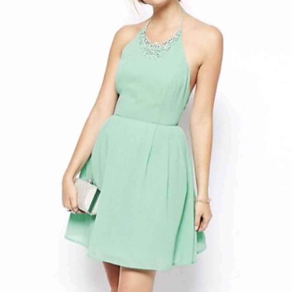 ASOS PETITE Dress with Necklace Detail - Mint