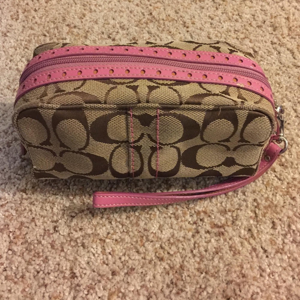COACH makeup purse pink trim