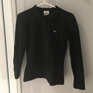 Lacoste Long Sleeved Black Polo