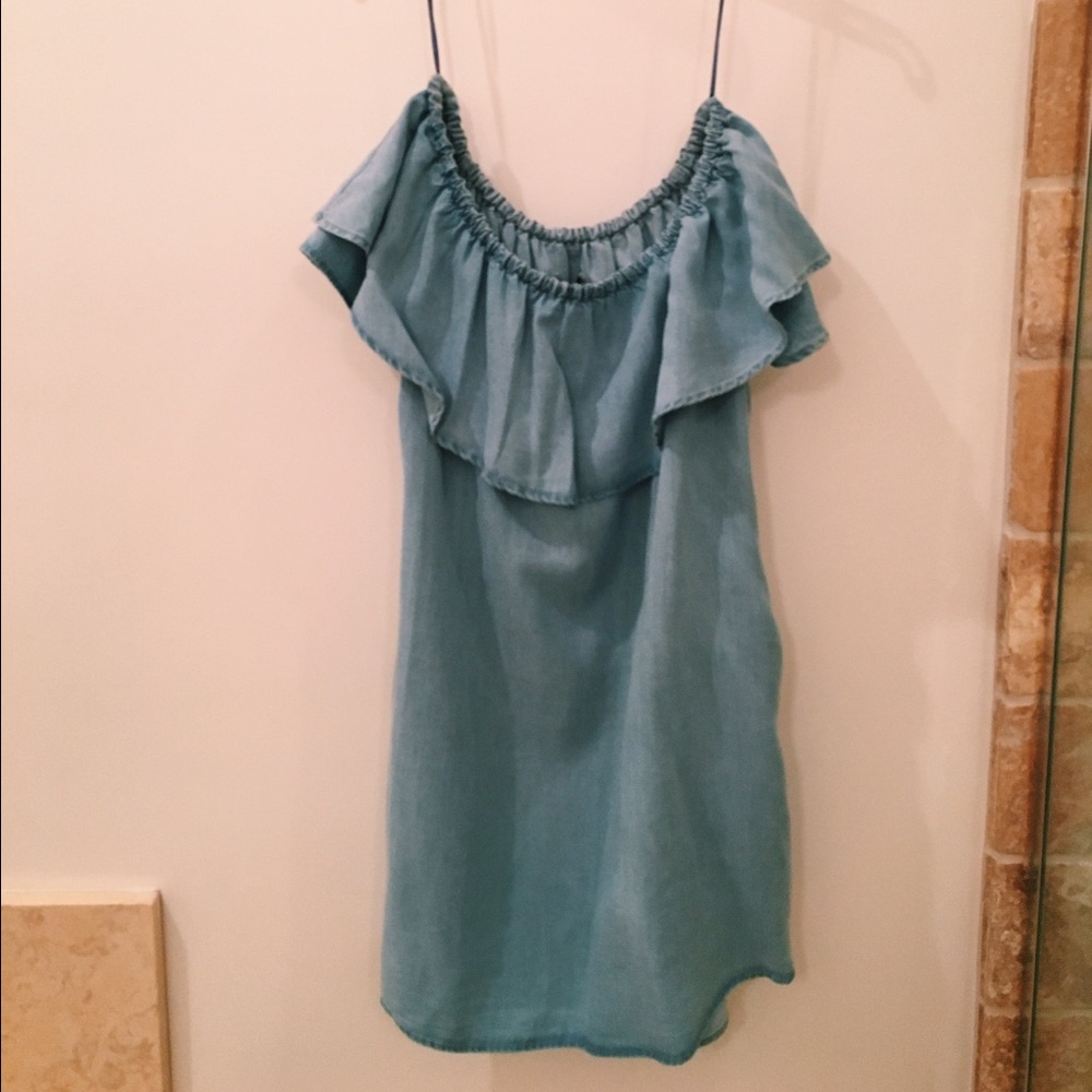 NWT Zara Chambray Off the Shoulder Dress