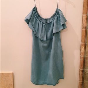 NWT Zara Chambray Off the Shoulder Dress