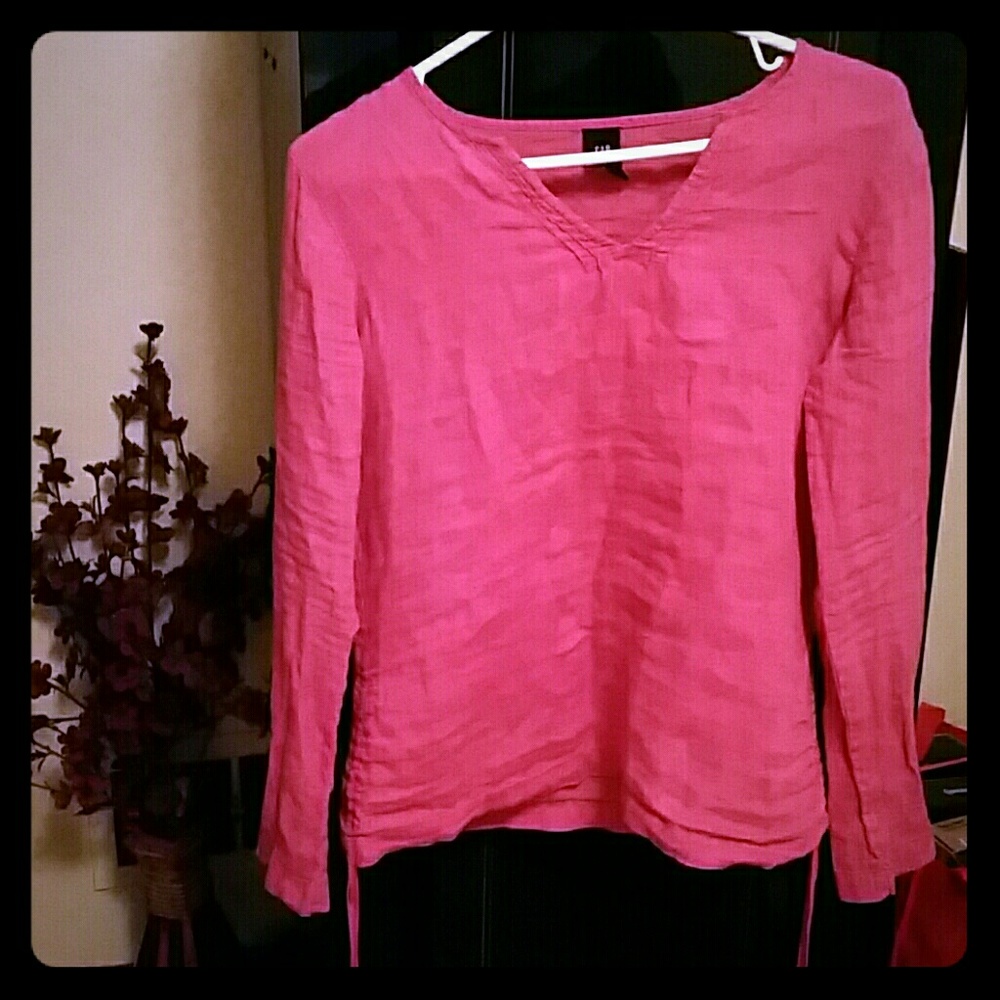 Pink Linen Gap Shirt