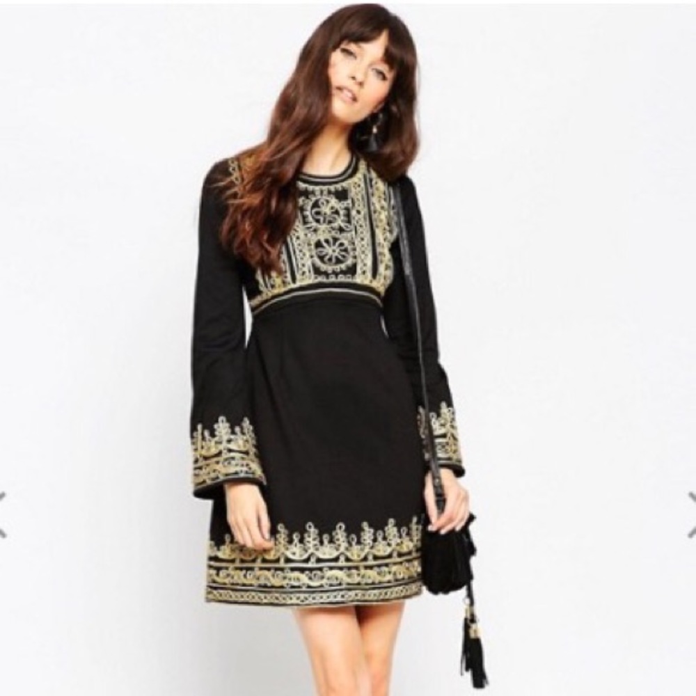 Embroidered Empire Mini Dress
