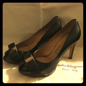 Black Open toe pumps