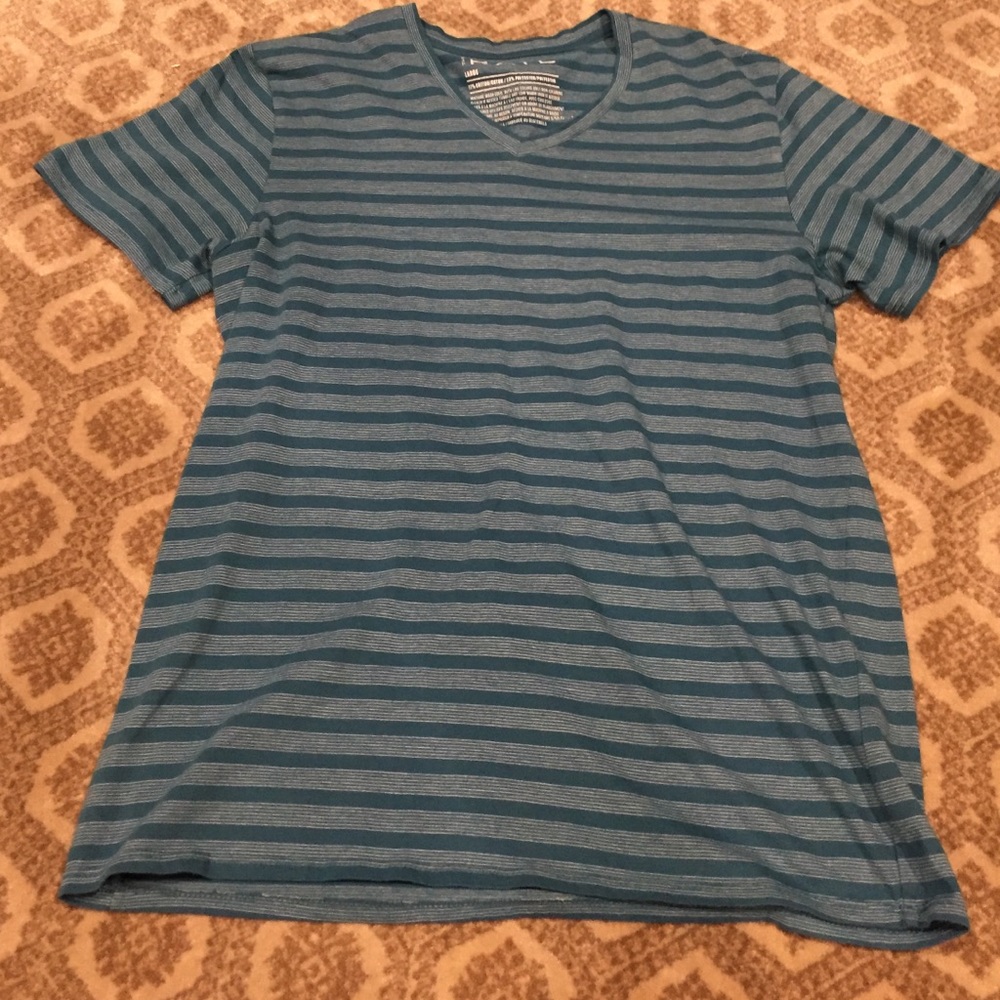 Blue and white striped t-shirt