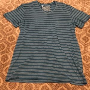 Blue and white striped t-shirt