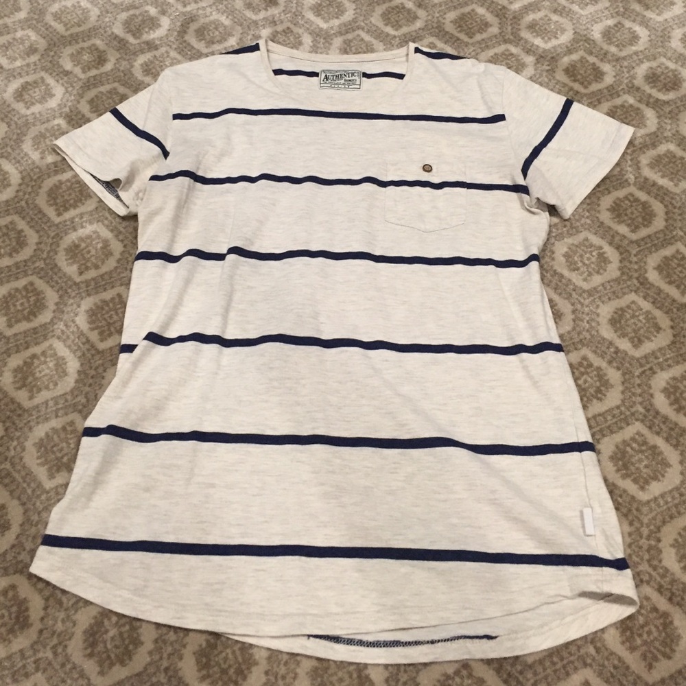 Cream and blue striped t-shirt