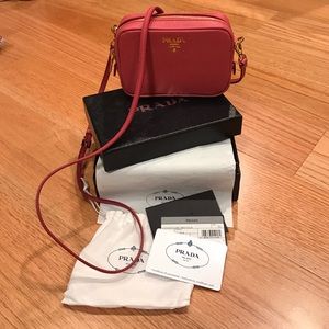 Prada Saffiano Leather Camera Bag Peony