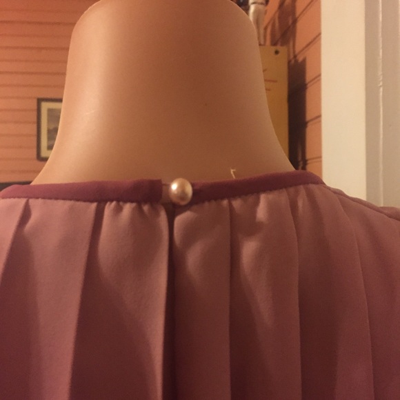 ❌SOLD❌ Vintage Pleated Purple/Pink Dress w Satin - Picture 5 of 5