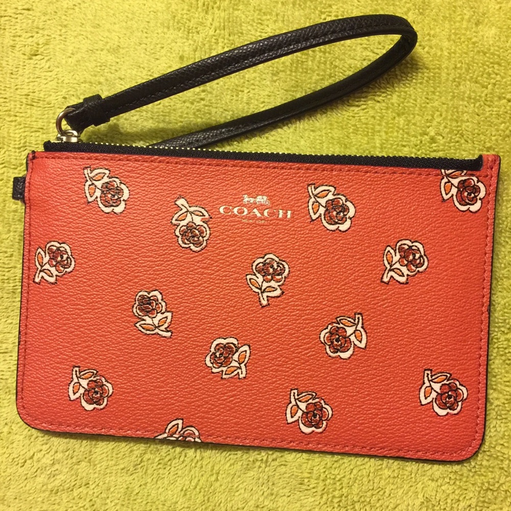 Coach Sienna Rose Print Coated Canvas Wristlet