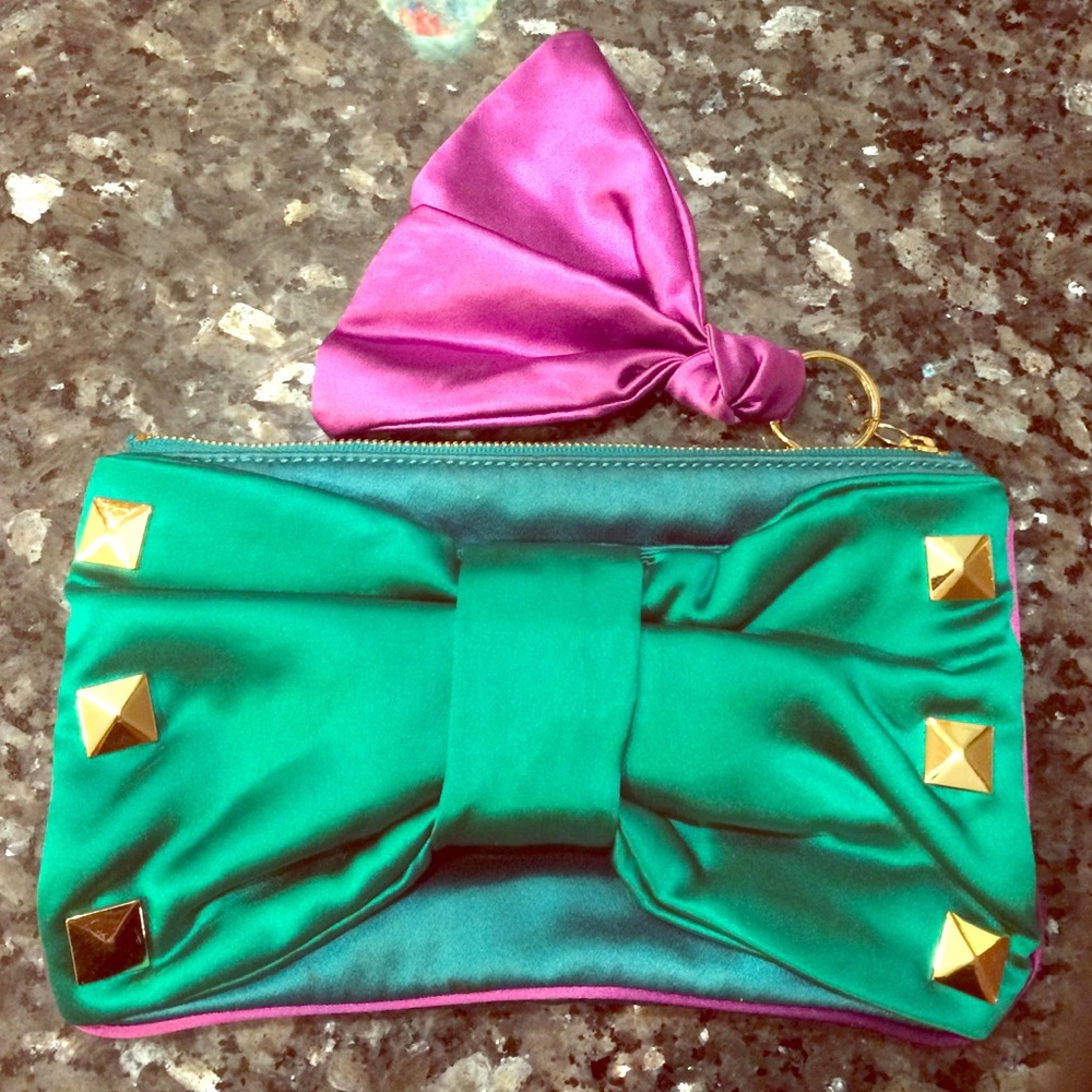 All Satin Clutch with Gold studs