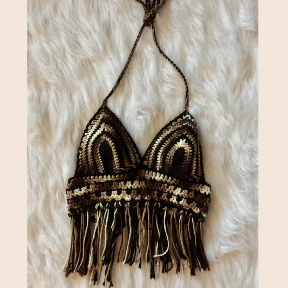 Gypsy hippie crochet triangle festival top