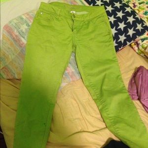 Green skinny jeans